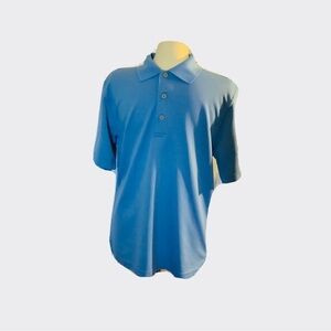 CUBAVERA Mens Polo Golf Shirt Short Sleeve Athletic Blue Striped size S